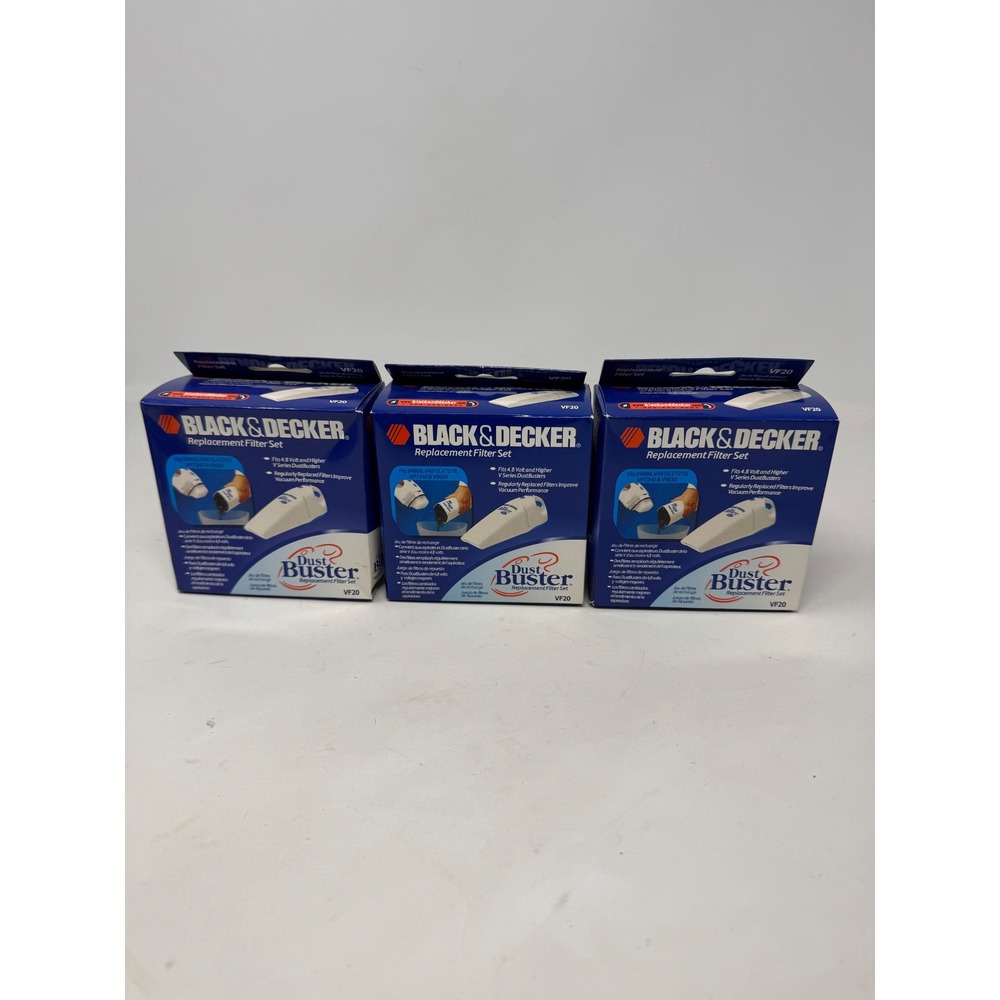 3 Black & Decker VF20 DustBuster Replacement Filter Set V Series V4800 V9650